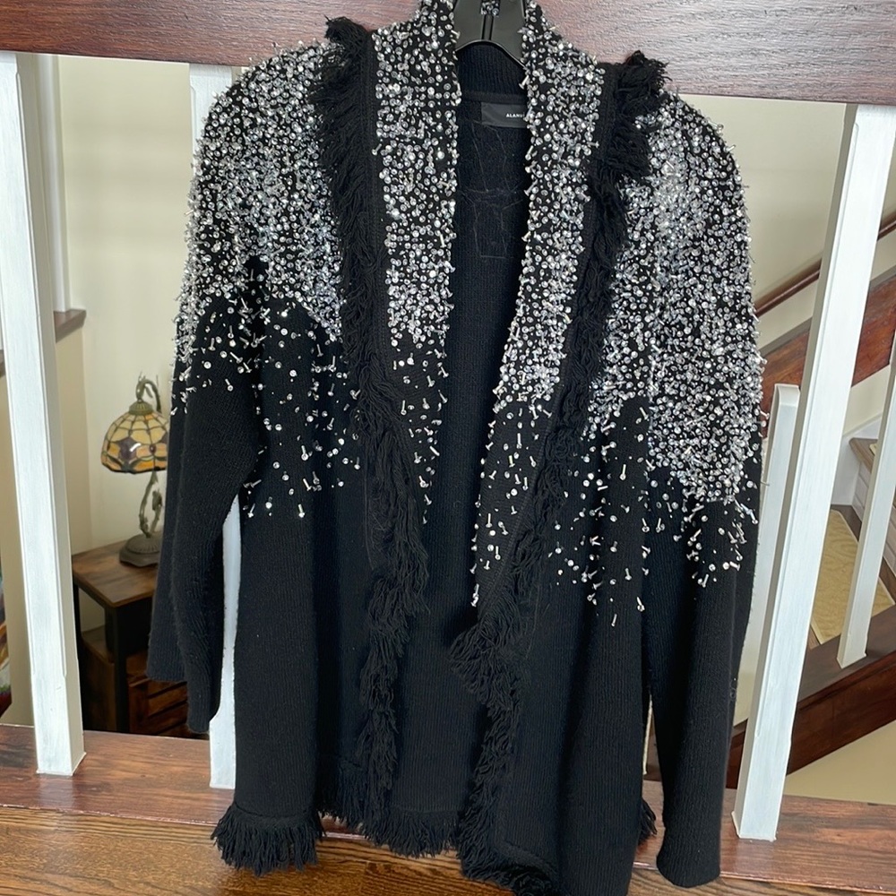 Alanui "Hoarfrost" sweater in cashmere-wool knit with crystal hand embroidery.
